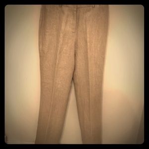 Tan linen trouser with slight shimmer